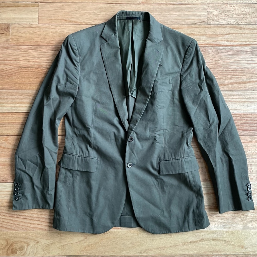 Ralph Lauren Black Label Men's Olive Green Nigel 2 Button Notch Cotton Blazer 40